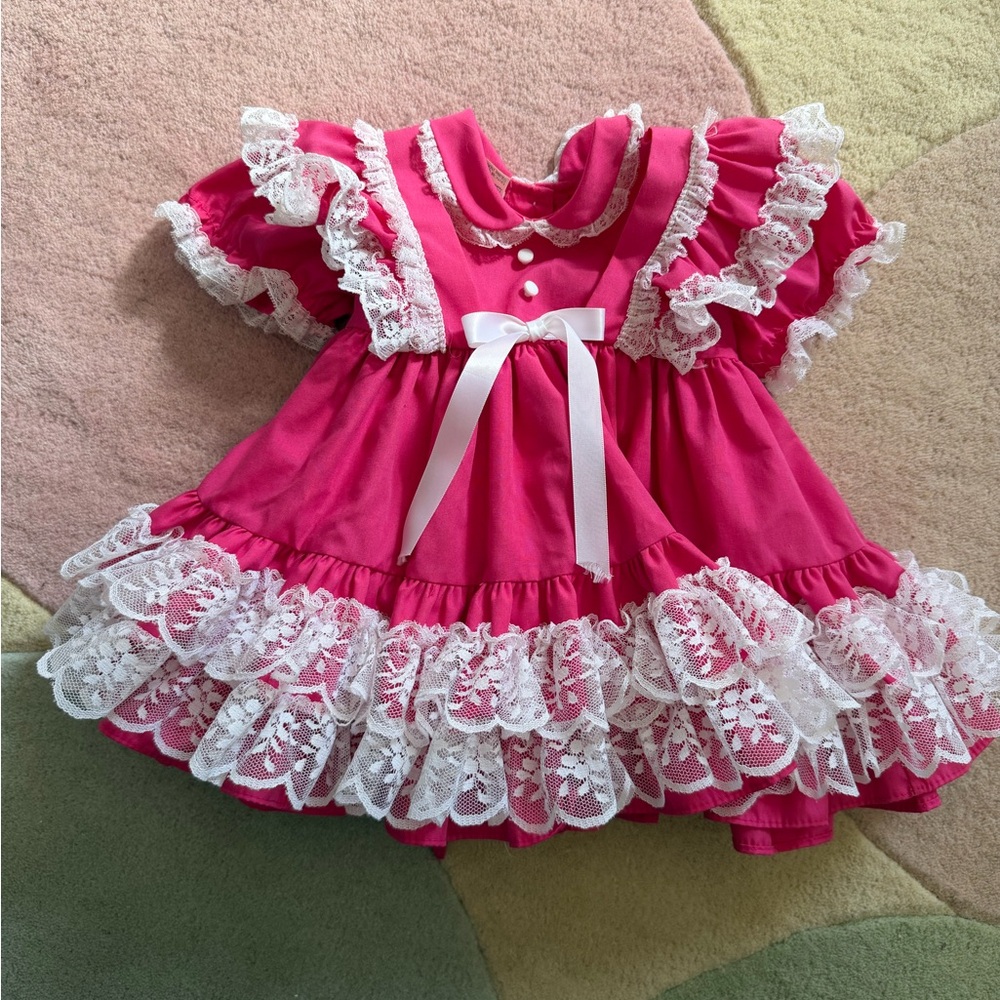 Pink Lace Ruffle Dress